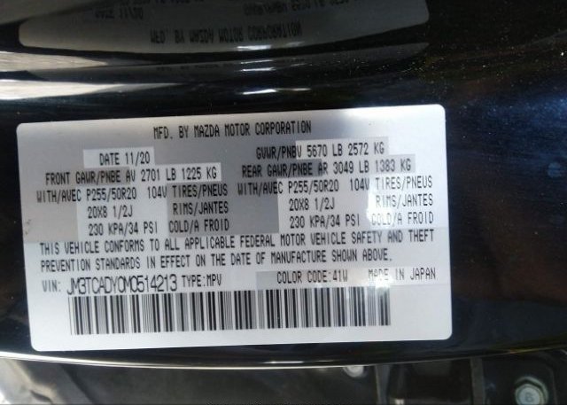 2021 MAZDA CX-9(VIN: JM3TCADY0M0514213