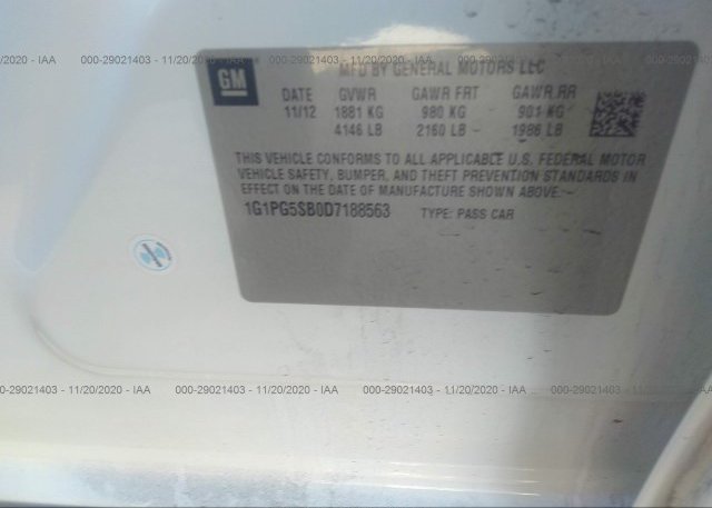 1G1PG5SB0D7188563 2013 CHEVROLET CRUZE