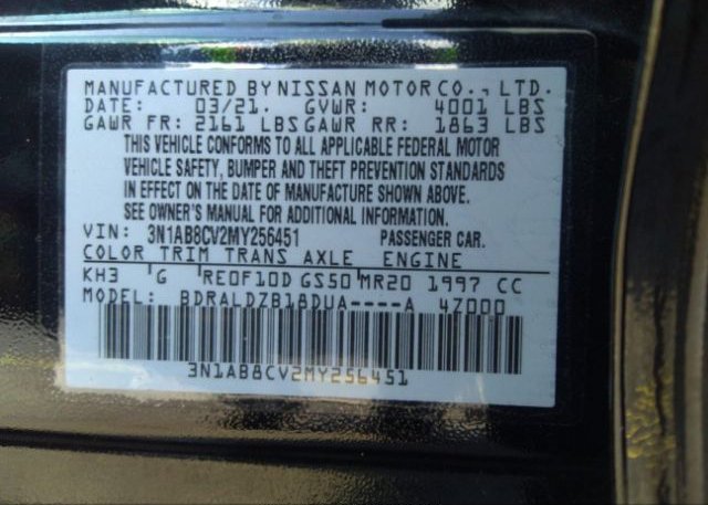 2021 NISSAN SENTRA(VIN: 3N1AB8CV2MY256451