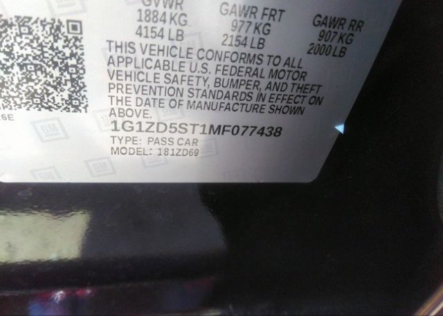 2021 CHEVROLET MALIBU(VIN: 1G1ZD5ST1MF077438