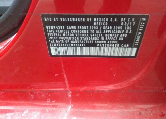 3VW4T7AJ5HM320445 2017 VOLKSWAGEN JETTA