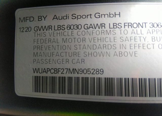 2021 AUDI RS 7(VIN: WUAPCBF27MN905289