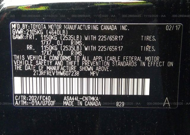 2T3RFREV1HW607238 2017 TOYOTA RAV4