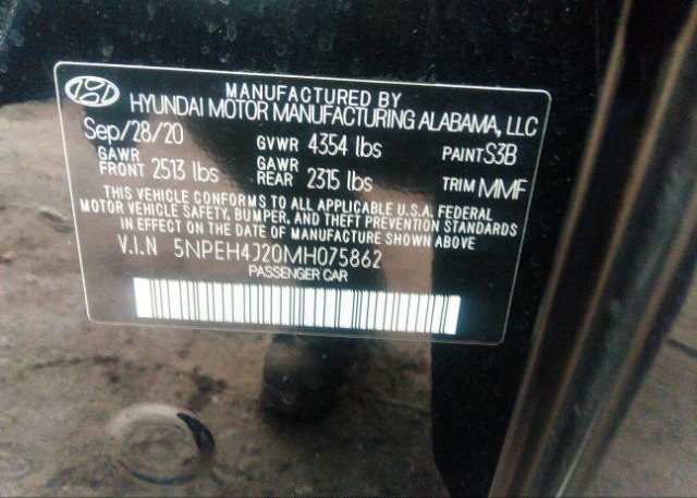 2021 HYUNDAI SONATA(VIN: 5NPEH4J20MH075862