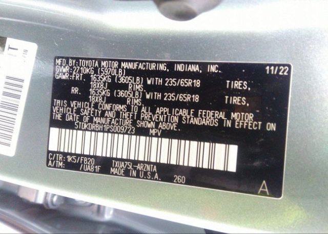 2023 TOYOTA HIGHLANDER(VIN: 5TDKDRBH1PS009723