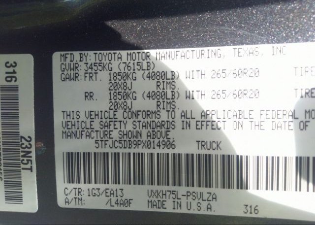 2023 TOYOTA TUNDRA 4WD(VIN: 5TFJC5DB9PX014906