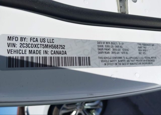 2021 DODGE CHARGER(VIN: 2C3CDXCT5MH568752