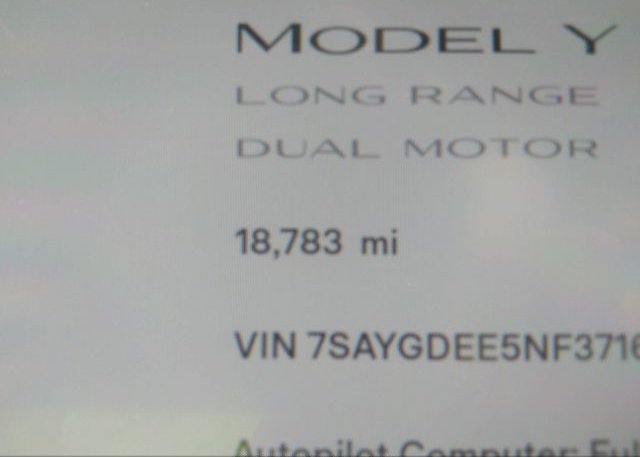 2022 TESLA MODEL Y(VIN: 7SAYGDEE5NF371645