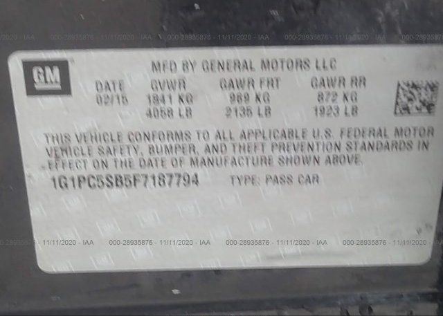 1G1PC5SB5F7187794 2015 CHEVROLET CRUZE