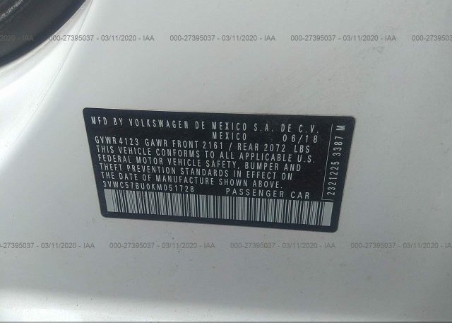 3VWC57BU0KM051728 2019 VOLKSWAGEN JETTA