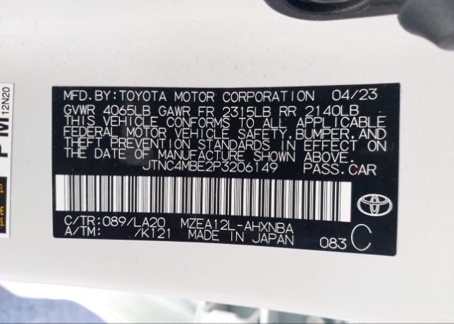 2023 TOYOTA COROLLA HATCHBACK(VIN: JTNC4MBE2P3206149