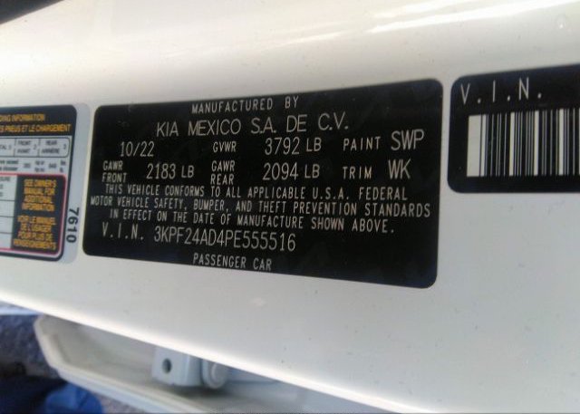 2023 KIA FORTE(VIN: 3KPF24AD4PE555516