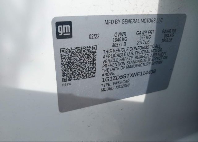 2022 CHEVROLET MALIBU(VIN: 1G1ZD5STXNF114438