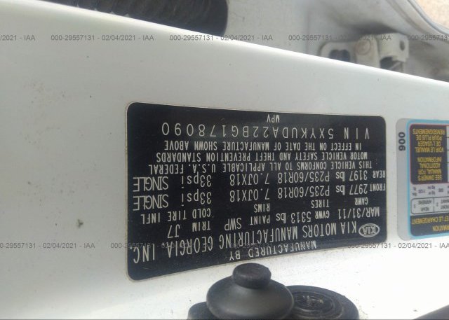 5XYKUDA22BG178090 2011 KIA SORENTO