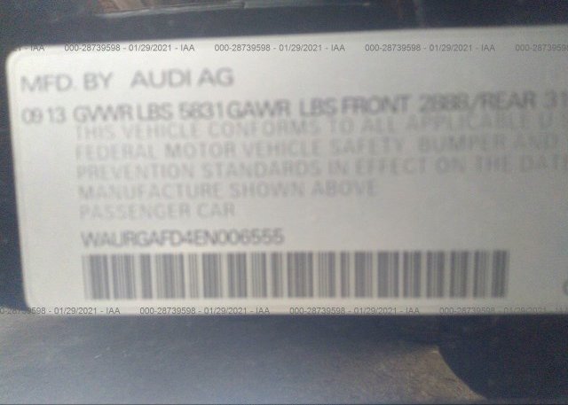 WAURGAFD4EN006555 2014 AUDI A8 L