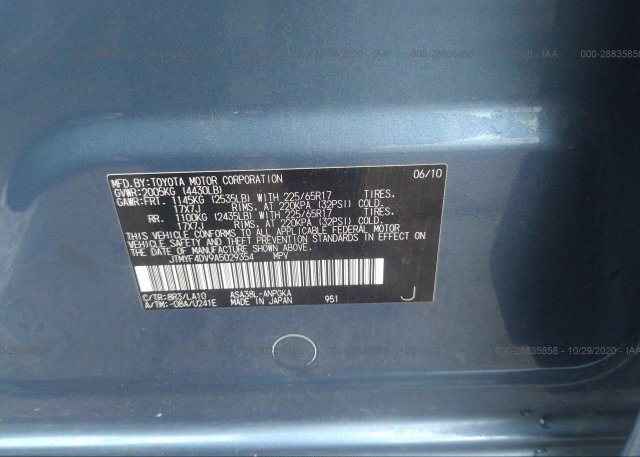 JTMYF4DV9A5029354 2010 TOYOTA RAV4