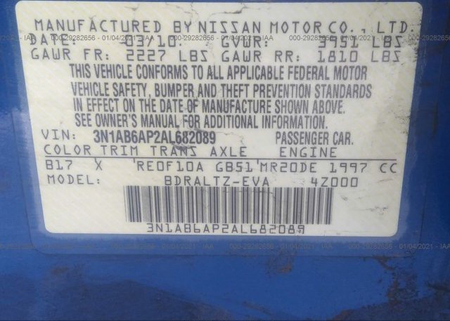 3N1AB6AP2AL682089 2010 NISSAN SENTRA