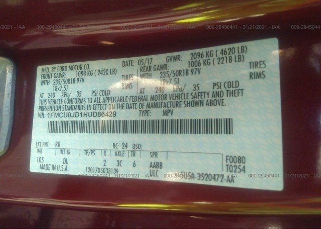 1FMCU0JD1HUD86429 2017 FORD ESCAPE