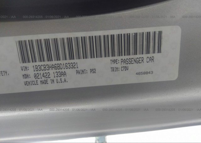1B3CB3HA6BD163321 2011 DODGE CALIBER