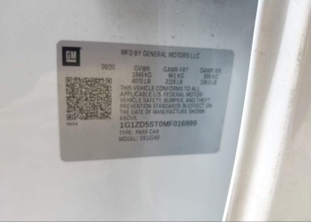 2021 CHEVROLET MALIBU(VIN: 1G1ZD5ST0MF016999