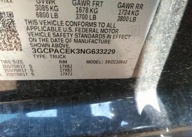 2022 CHEVROLET SILVERADO 1500(VIN: 3GCPACEK3NG633229