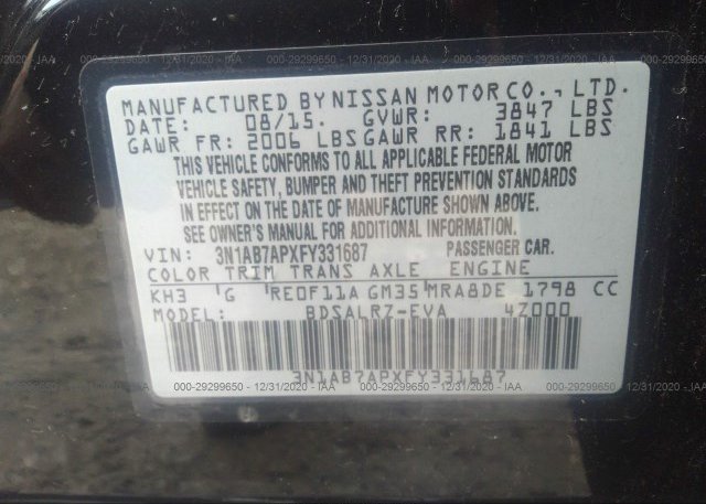3N1AB7APXFY331687 2015 NISSAN SENTRA
