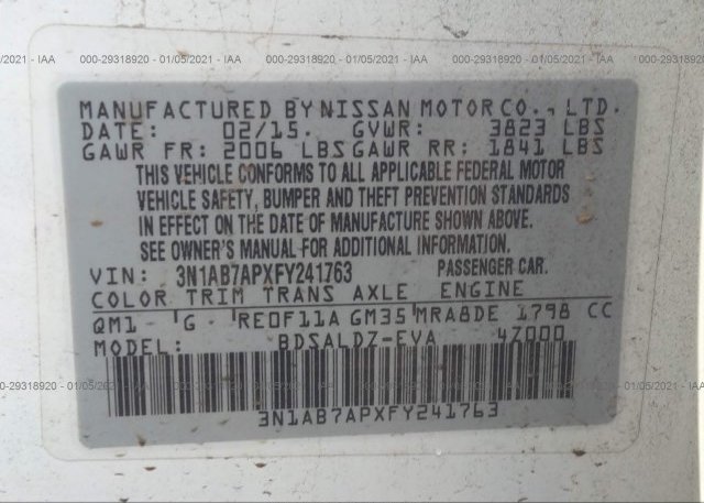 3N1AB7APXFY241763 2015 NISSAN SENTRA