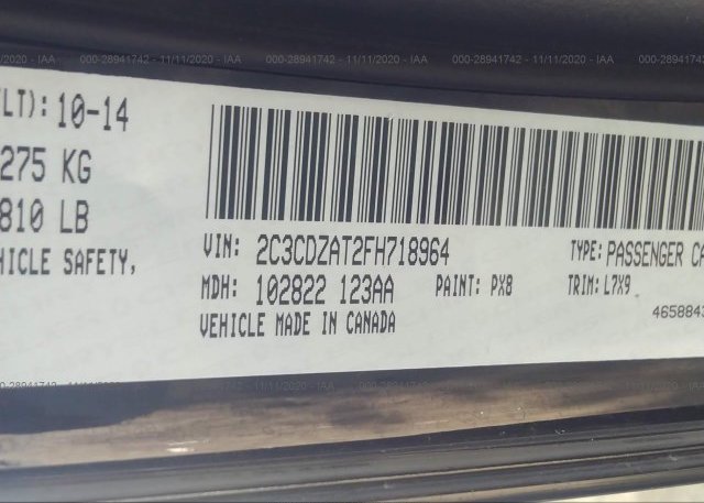 2C3CDZAT2FH718964 2015 DODGE CHALLENGER