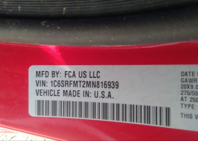2021 RAM 1500(VIN: 1C6SRFMT2MN816939