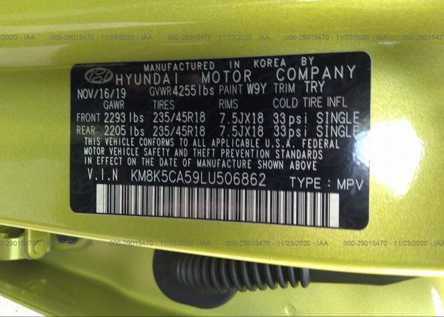 KM8K5CA59LU506862 2020 HYUNDAI KONA