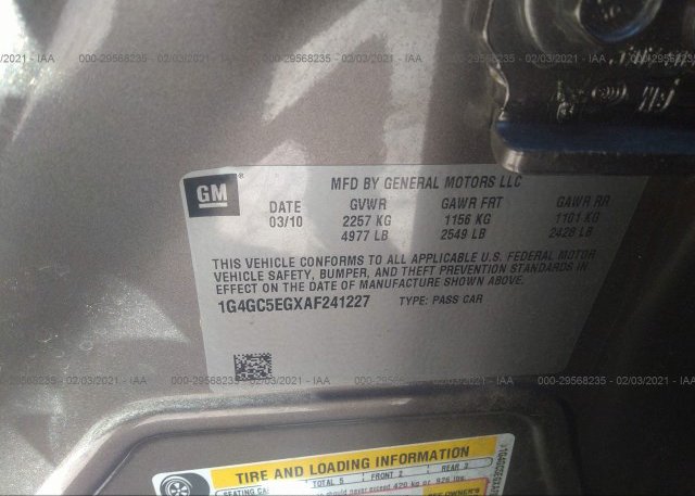 1G4GC5EGXAF241227 2010 BUICK LACROSSE