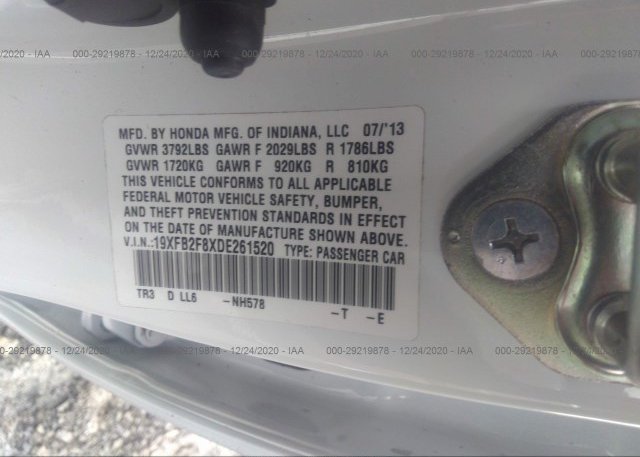 19XFB2F8XDE261520 2013 HONDA CIVIC SDN