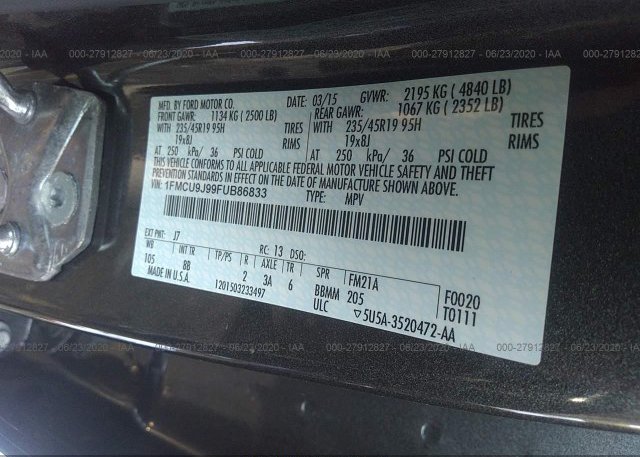 1FMCU9J99FUB86833 2015 FORD ESCAPE
