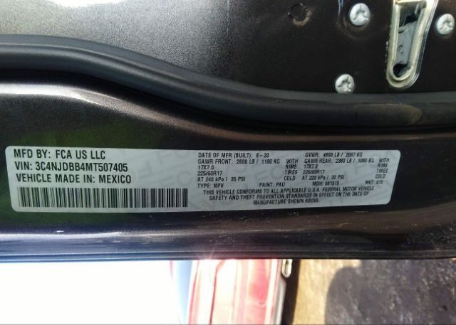 2021 JEEP COMPASS(VIN: 3C4NJDBB4MT507405