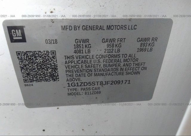 1G1ZD5ST8JF209171 2018 CHEVROLET MALIBU