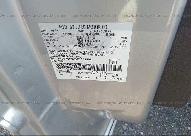 1FTEX1CW0AFA11506 2010 FORD F-150