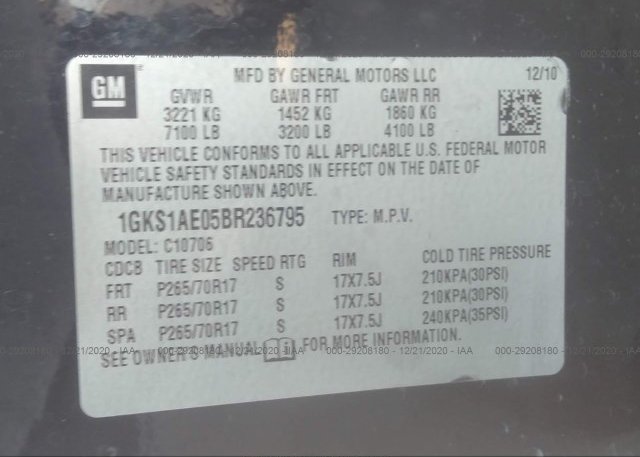 1GKS1AE05BR236795 2011 GMC YUKON