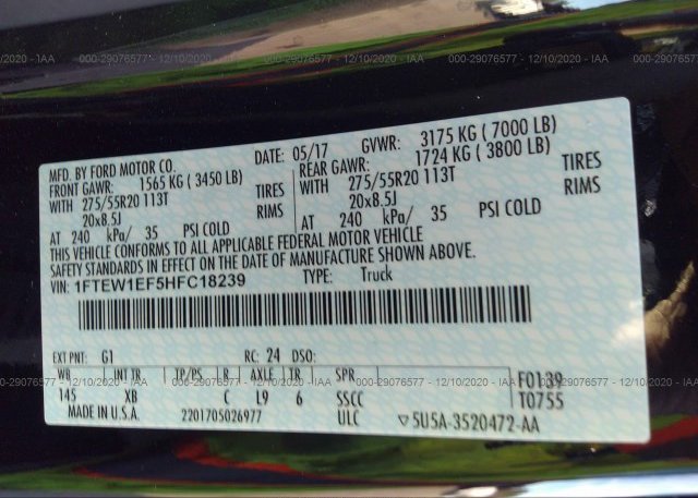 1FTEW1EF5HFC18239 2017 FORD F-150