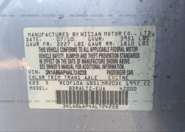 3N1AB6AP4AL724228 2010 NISSAN SENTRA