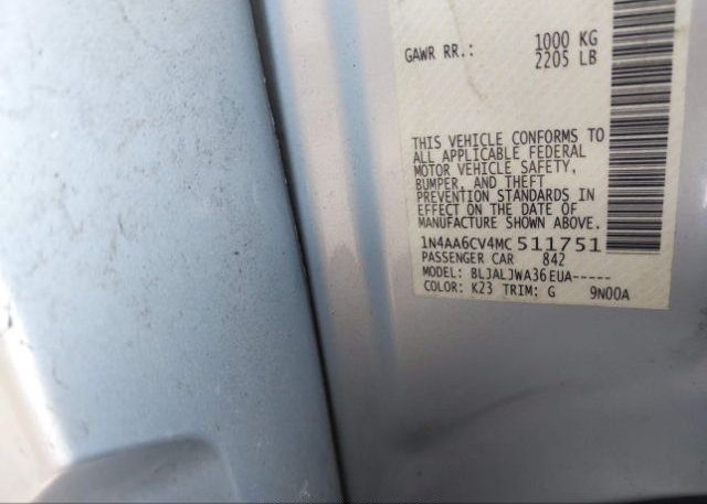 2021 NISSAN MAXIMA(VIN: 1N4AA6CV4MC511751