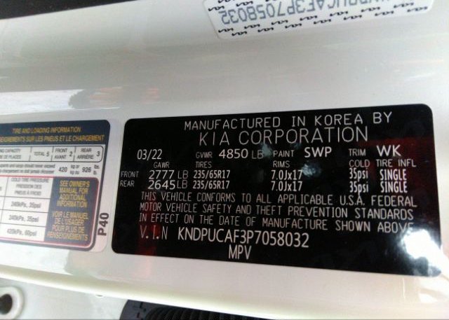 2023 KIA SPORTAGE(VIN: KNDPUCAF3P7058032