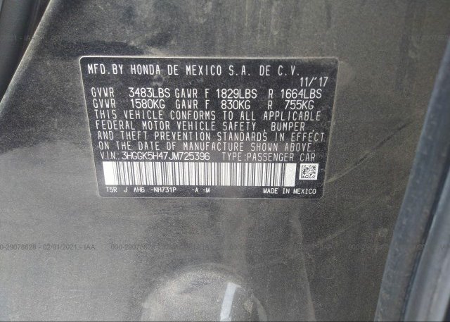 3HGGK5H47JM725396 2018 HONDA FIT