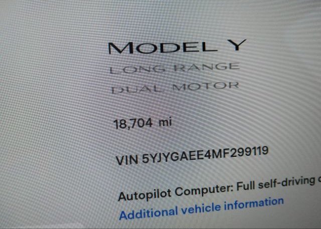 2021 TESLA MODEL Y(VIN: 5YJYGAEE4MF299119