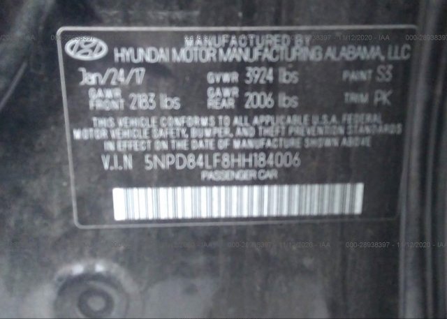 5NPD84LF8HH184006 2017 HYUNDAI ELANTRA