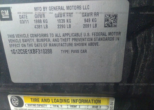 1G1ZC5E1XBF310288 2011 CHEVROLET MALIBU
