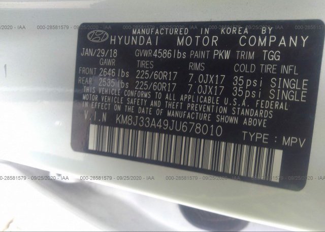 KM8J33A49JU678010 2018 HYUNDAI TUCSON