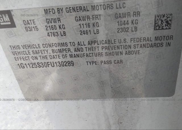 1G1125S30FU130289 2015 CHEVROLET IMPALA