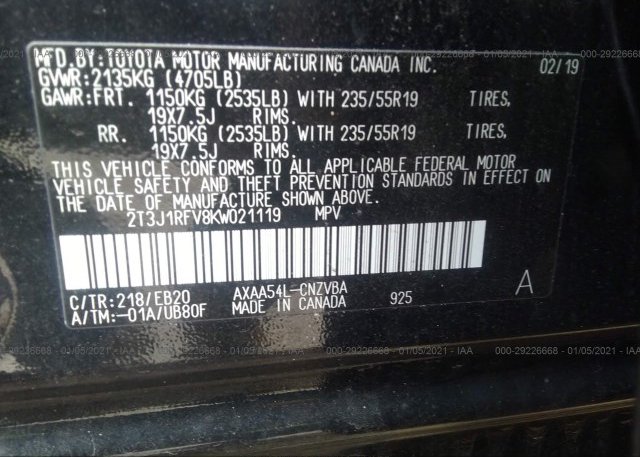 2T3J1RFV8KW021119 2019 TOYOTA RAV4