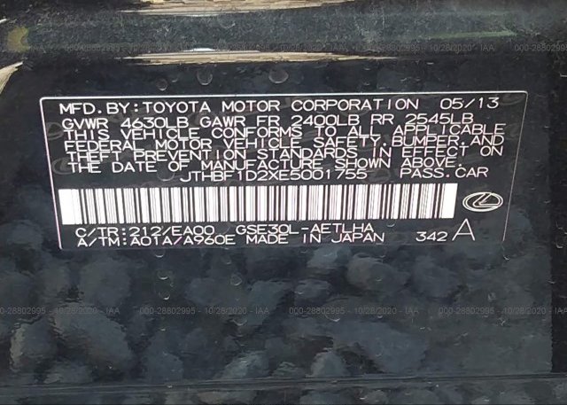 JTHBF1D2XE5001755 2014 LEXUS IS 250