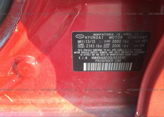 KMHDH4AE0GU553595 2016 HYUNDAI ELANTRA